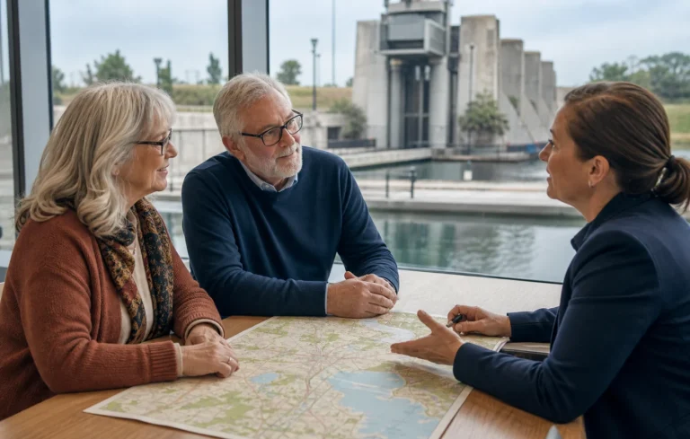 A Peterborough couple reviewing local care routes with a community navigator