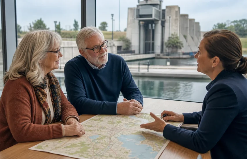 A Peterborough couple reviewing local care routes with a community navigator