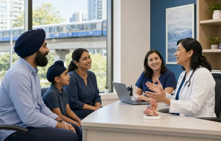 A Surrey family meeting a diverse primary care team near the SkyTrain