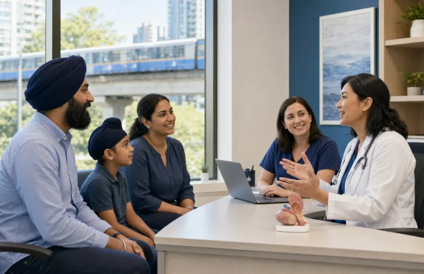 A Surrey family meeting a diverse primary care team near the SkyTrain