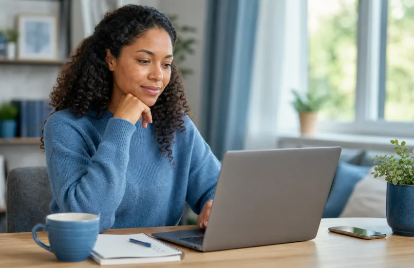 Quebec resident using a laptop to navigate family doctor registration and care options