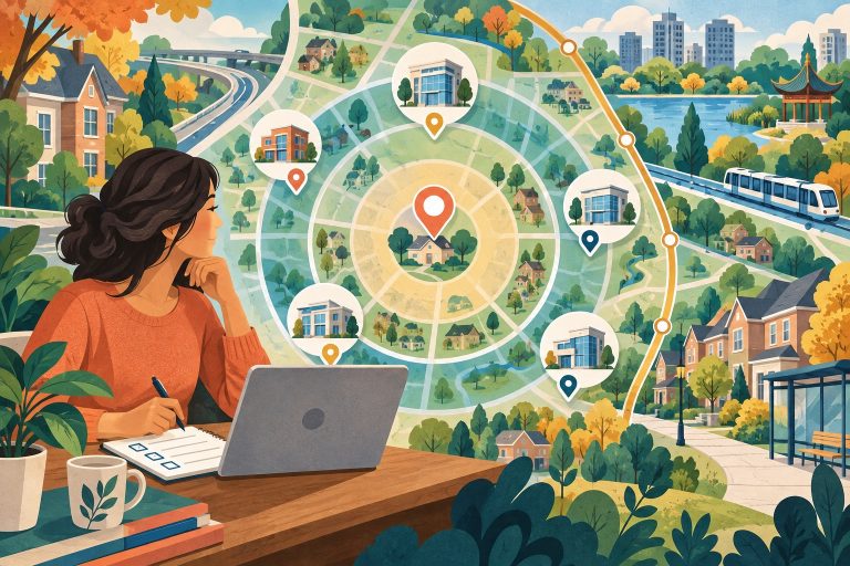 Markham resident organizing a family doctor search across three neighbourhood rings