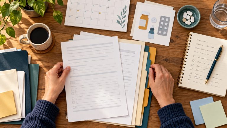 ODSP Disability Determination Package checklist with applicant and health professional reviewing forms