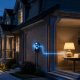 Ontario townhomes with a glowing line tracing electricity from a utility pole through a meter to a lamp